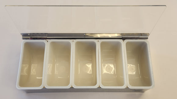 Hammered Steel Bar 5 bin Condiment Holder