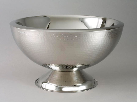 12 QT. Hammered Stainless Steal Double Wall Punch Bowl