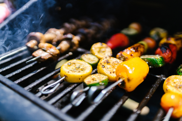 Vegetables on a grill.