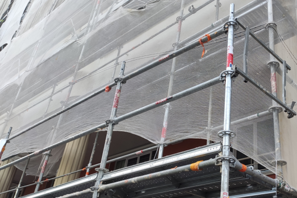 A close-up of scaffolding.
