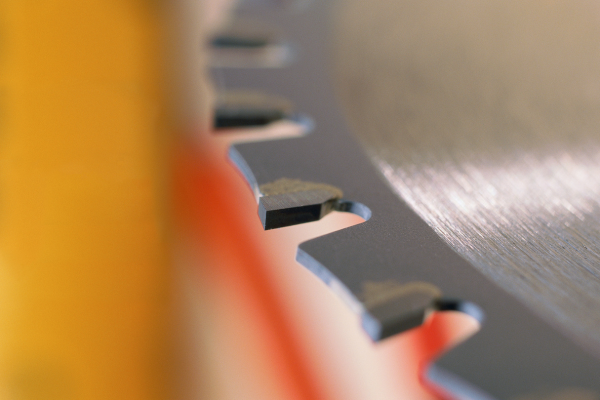 A close-up of a saw blade.
